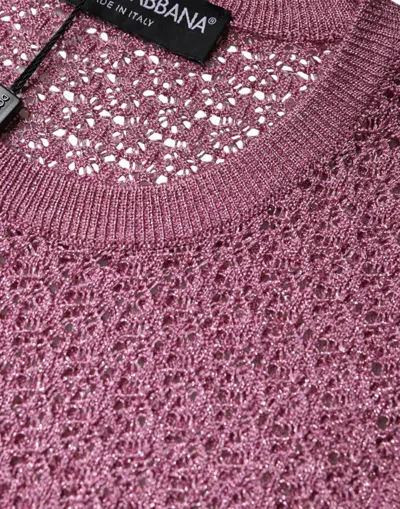 Dolce & Gabbana Pink Mesh See Through Sleeveless Tank Top In Pink