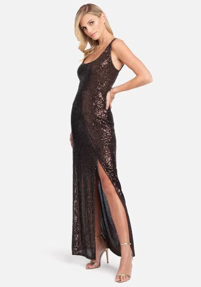 Bebe Sequin Tank Gown In Brown