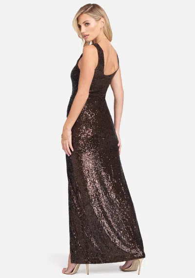 Bebe Sequin Tank Gown In Brown
