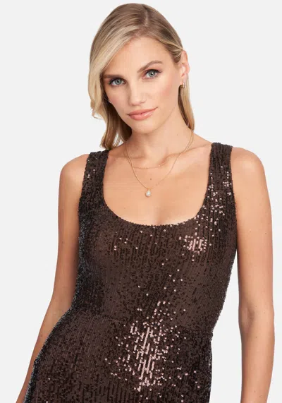 Bebe Sequin Tank Gown In Brown