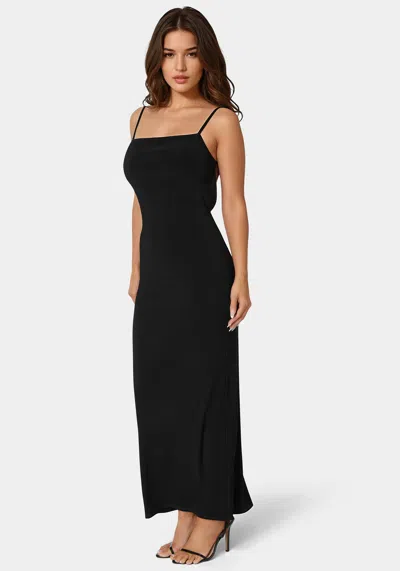 Bebe Square Neck Low Back Maxi Dress In Black