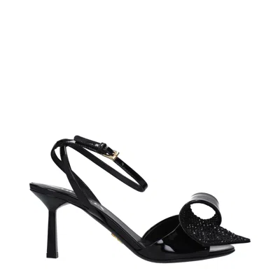 Prada Strassverzierte Sandalen In Black