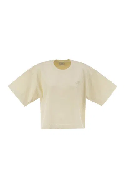 Autry Crewneck Cropped T-shirt In Beige