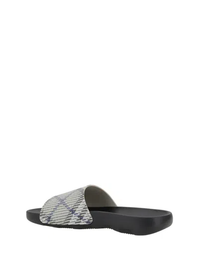 Burberry Beige Dive Check Slides In Multicolour