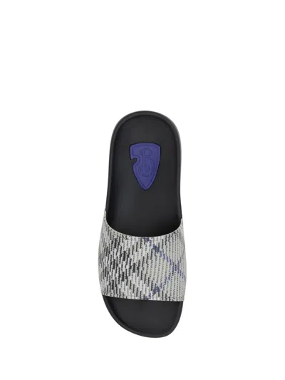Burberry Beige Dive Check Slides In Multicolour