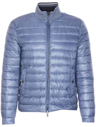 Herno Light Down Crewneck Jacket In Blue
