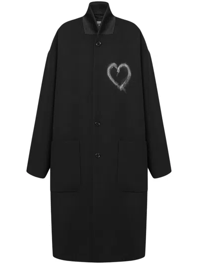 Moschino Couture Wool Blend Diagonal Coat In Black