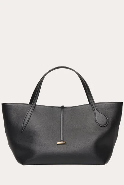 Liffner 'zip Penne' Black Tote Bag With Two Top Handles And Logo Plaque On The Front