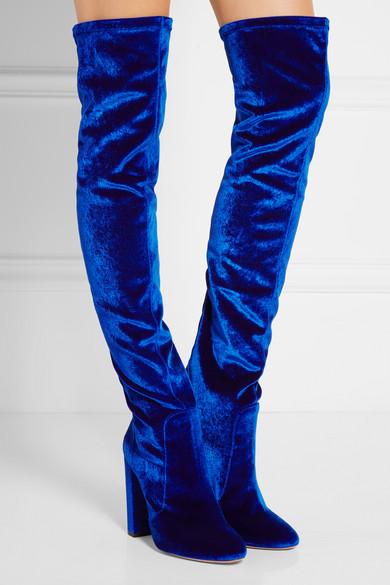 electric blue thigh high boots