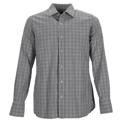 Tom Ford Check-print Shirt In Grey Cotton In Grey