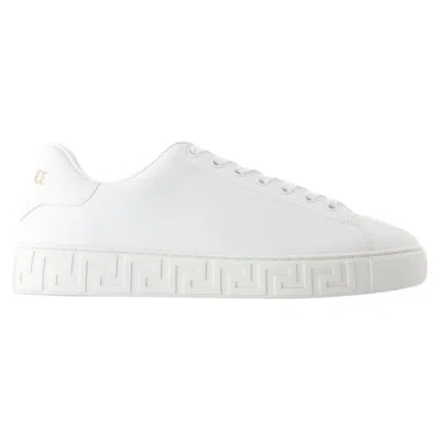 Versace Molded Sole Nylon Greca Sneakers In White