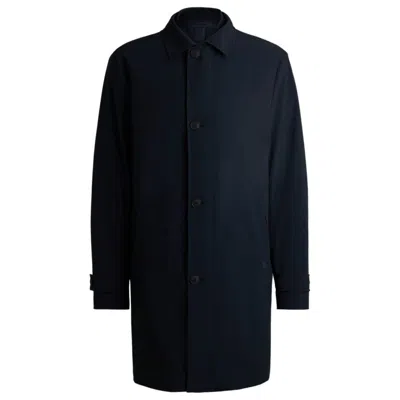 Hugo Boss Travel-friendly Stretch-softshell Coat With Detachable Inner Gilet In Blue