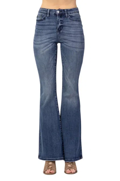 Judy Blue Flare Trouser Jeans In Medium Wash In Multi