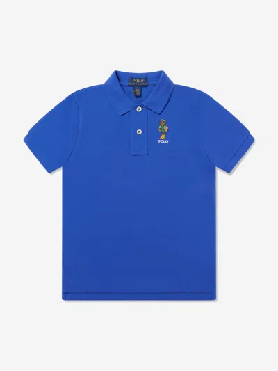 Polo Ralph Lauren Boy's Polo Bear Embroidered Polo Shirt In Blue