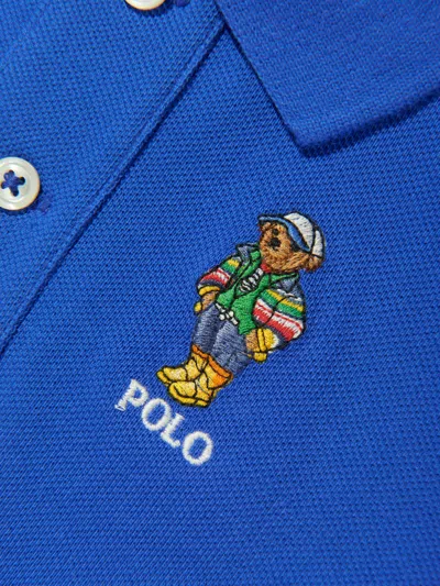 Polo Ralph Lauren Boy's Polo Bear Embroidered Polo Shirt In Blue