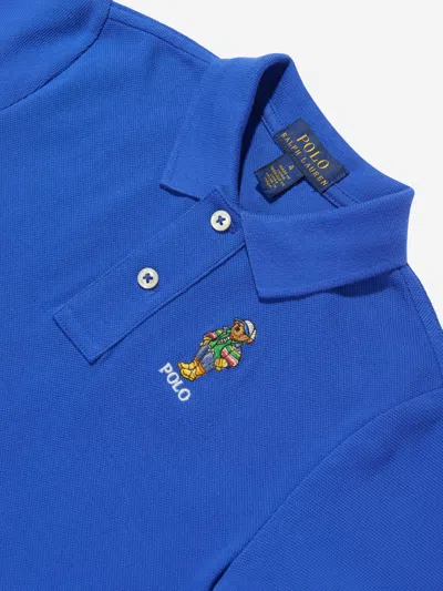 Polo Ralph Lauren Boy's Polo Bear Embroidered Polo Shirt In Blue