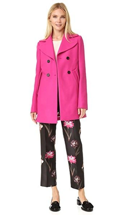 Shop Rochas Wool Coat In Bright Pink