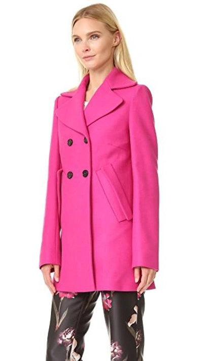 Shop Rochas Wool Coat In Bright Pink