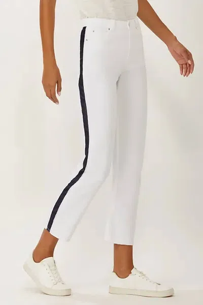 Ecru Limited Edition La Cienega Side Detail Cropped Jeans In White/navy In Multi