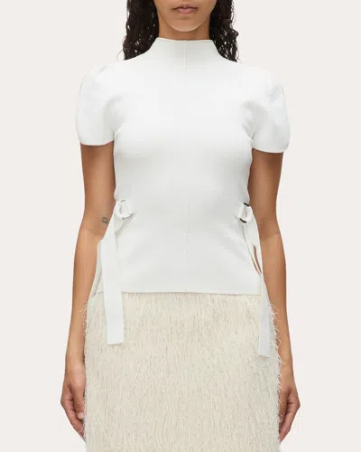 3.1 Phillip Lim Compact Rib Tulip Top In White