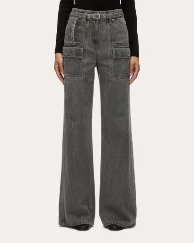3.1 Phillip Lim Cargo Wide Leg Belted Jeans In Grey