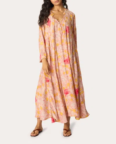 Natalie Martin Women's Fiore Floral Silk Pleated A-line Maxi Dress In Orange