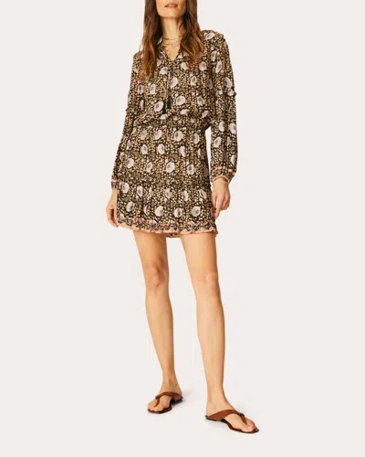 Natalie Martin Women's Maggie Floral Tie-neck Ruffle Mini Dress In Brown