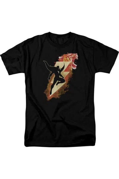 Shazam Movie Tiger Bolt Short Sleeve Adult Tee / T-shirt In Black