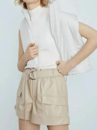 Melissa Nepton Parker Faux Leather Cargo Short In Desert In Beige