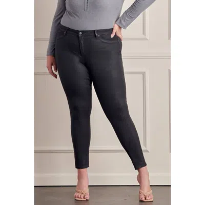 Kancan Coated Super Skinny Jeans - Plus In Black In Black