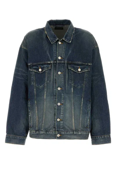 Balenciaga Denim Oversize Jacket In Blue