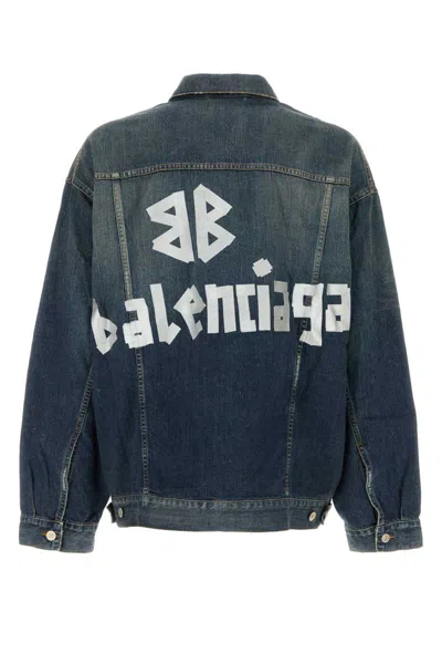 Balenciaga Denim Oversize Jacket In Blue