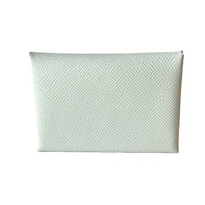 Pre-owned Hermes Calvi Epsom Card Holder Vert Mint In Os