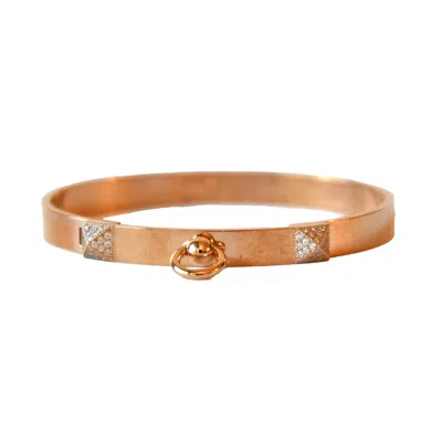 Pre-owned Hermes Collier De Chien 18k Diamond Pm Bracelets Rose Gold In Os