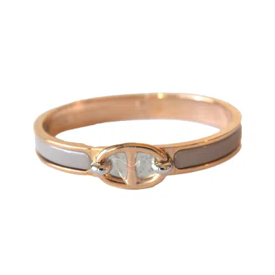 Pre-owned Hermes Enamel Mini Farandole Clic Chaine D'ancre Bracelet Rose Golder Grey In Pm