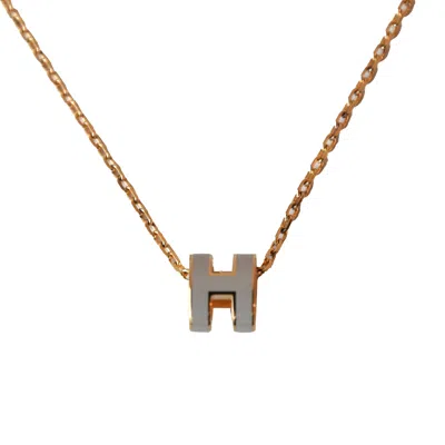 Pre-owned Hermes Mini Pop H Necklaces Gold Hardware Grey In Os