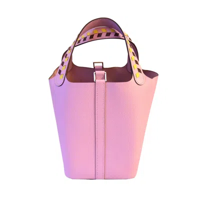 Pre-owned Hermes Picotin 18 Palladium Hardware Knitted Handle Mauve Sylvestre
