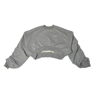 Off-white Oversized-sleeve Cropped Crewneck Sweatshirt Grey In Xs