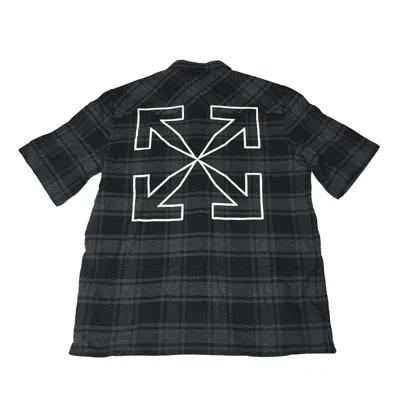 Off-white Outline Arrow Flannel Over S/s Shirt Grey Black In Xl