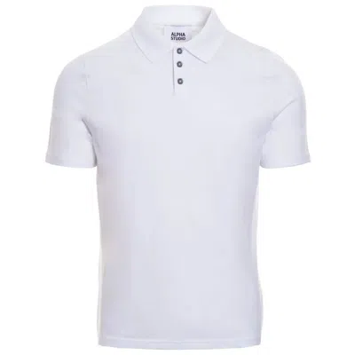 Alpha Studio White Cotton Polo Shirt In White