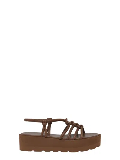 Gianvito Rossi Camel Brown Caged Slingback Sandals In Brown
