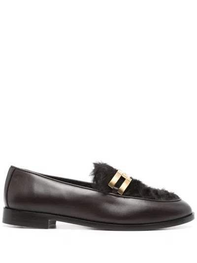 Aquazzura 10mm Brandi Leather Loafers In Brown
