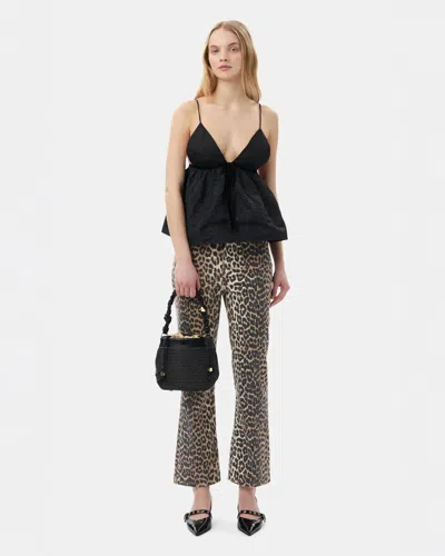 Ganni Betzy Leopard Cropped Jeans In Animal Print