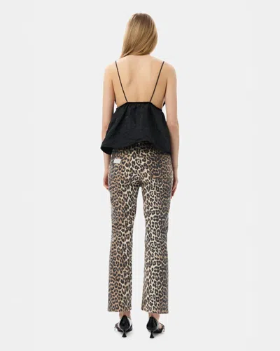 Ganni Betzy Leopard Cropped Jeans In Animal Print