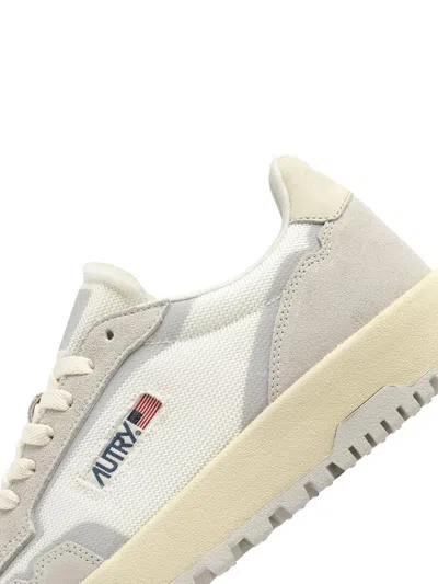 Shop Autry Wildpace Low Sneakers In White Mesh And Suede