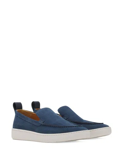Lanvin Slip-on Suede Sneakers With Contrasting Rubber Sole In Blue