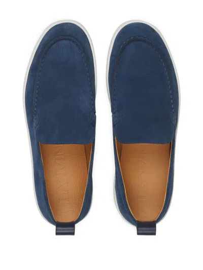 Lanvin Slip-on Suede Sneakers With Contrasting Rubber Sole In Blue