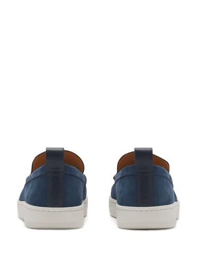 Lanvin Slip-on Suede Sneakers With Contrasting Rubber Sole In Blue