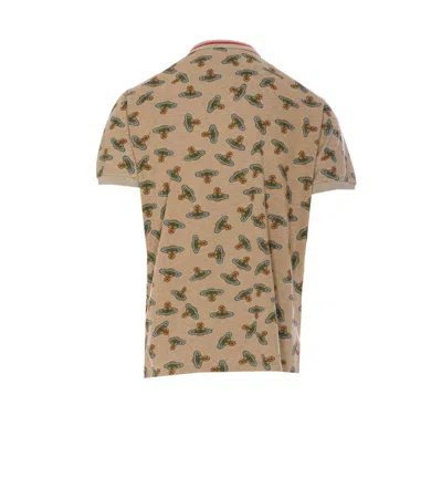 Vivienne Westwood Orb Logo Print Polo Shirt In Beige