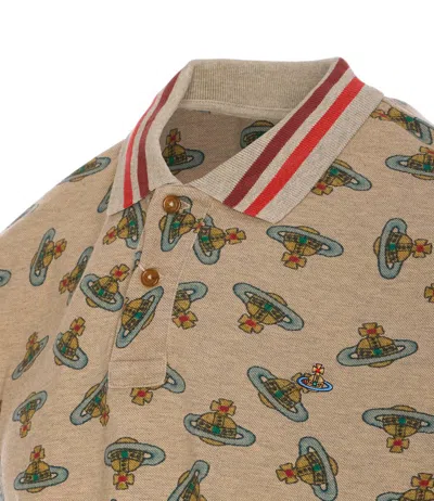 Vivienne Westwood Orb Logo Print Polo Shirt In Beige